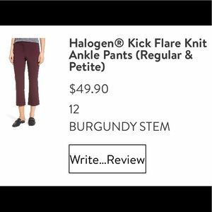 Halogen Maroon crop flare pants sz12